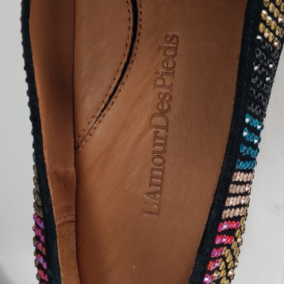 L'AMOUR DES PIEDS CORREZE STONE EMBELLISHMENT BLK SUEDE WEDGES SHOES 10 M MINT - Picture 14 of 14